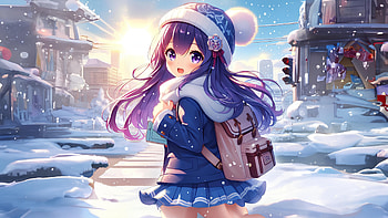 Anime, Anime, winter, girl, cute, anime girl, cute anime, winter anime, cute winter HD wallpaper