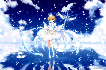 Sakura, magic, girl, scenery, anime, fantasy, sky, manga, cardcaptor, cloud HD wallpaper