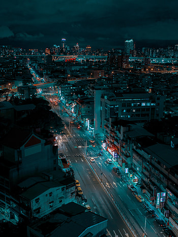 Cities, City, Building, View From Above, Road, Night City HD phone wallpaper