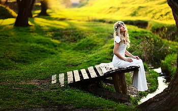 Beautiful woman, grass, model, nature, woman HD wallpaper
