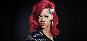 Rihanna, colored hair, red HD wallpaper