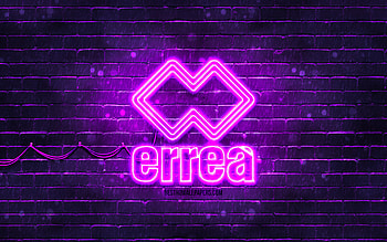 Errea violet logo, , violet brickwall, Errea logo, brands, Errea neon logo, Errea HD wallpaper
