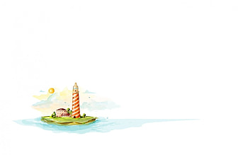 The Lighthouse, island, lighthouse, water, sun HD wallpaper