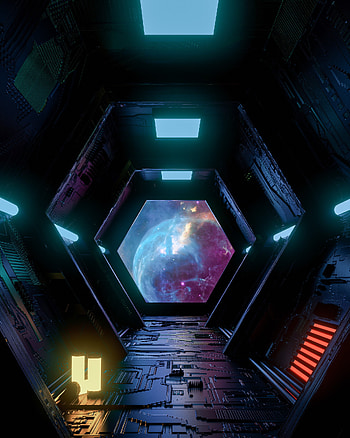 Universe, Dark, Corridor, Spaceship, Tunnel HD phone wallpaper