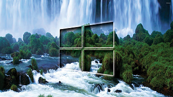 Windows 10 transparent logo by the waterfall jpg HD wallpaper
