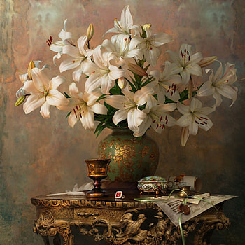 Still life, White, Lily, Ring, Box, Glass HD wallpaper