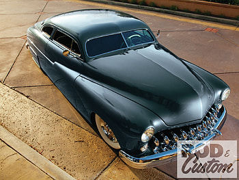 1949 Mercury Coupe, laguna blue, classic, white walls, red interior HD wallpaper