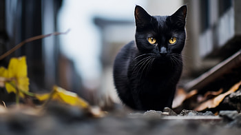 Majestic Black Cat, Black Cat, Animal, cat HD wallpaper
