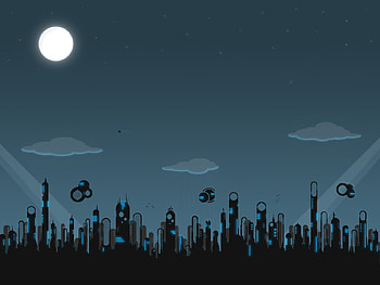 City, Artistic, Vector, Moon HD wallpaper