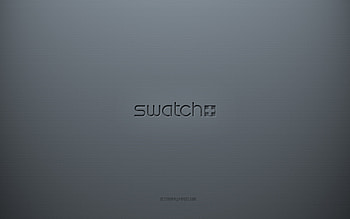 Swatch logo, gray creative background, Swatch emblem, gray paper texture, Swatch, gray background, Swatch 3d logo HD wallpaper