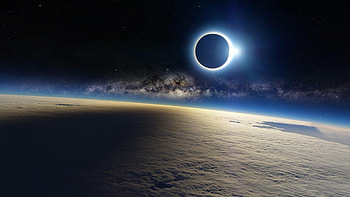 clouds, milky way, eclipse, light HD wallpaper