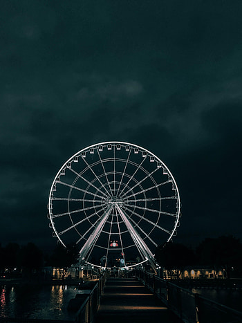 Night, Architecture, City, Miscellanea, Miscellaneous, Ferris Wheel, Attraction HD phone wallpaper