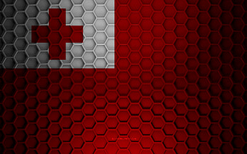 Tonga flag, 3d hexagons texture, Tonga, 3d texture, Tonga 3d flag, metal texture, flag of Tonga HD wallpaper
