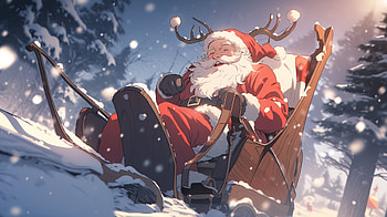 Santa's Sleigh Ride - Christmas, sled, Santa, holiday, Christmas HD wallpaper