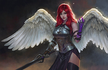 Wings Girl Gun, artist, artwork, artstation HD wallpaper