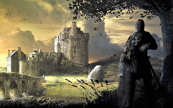 Dark Knight, art, building, castle, scotland, ancient HD wallpaper