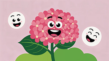 Hydrangea with Cheerful Blooming Flower, hydrangea, flower, cartoon, Happy, smiling HD wallpaper