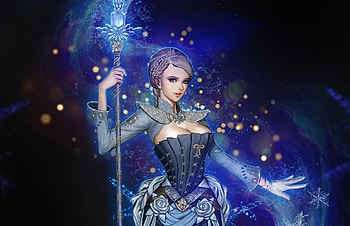 Fantasy girl, blue, black, youngmin suh, art, girl, woman, fantasy, game, luminos HD wallpaper
