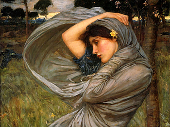 Boreas, Waterhouse, art, John Waterhouse, beautiful, illustration, artwork, lady, Old Master, painting, portrait HD wallpaper