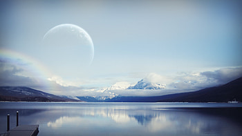 Landscape, Nature, Moon HD wallpaper