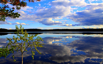 BEAUTIFUL LAKE VIEW, reflection, clouds, trees, nature, lake HD wallpaper