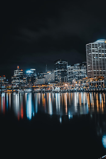 Cities, Building, Lights, Reflection, Night City, Urban Landscape, Cityscape HD phone wallpaper