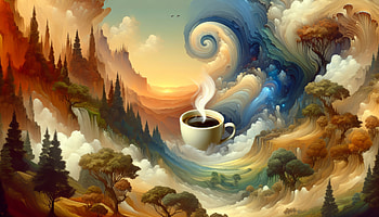 Surreal Coffee Dreamscape, coffee, nature, surrealism, landscape, artistic HD wallpaper
