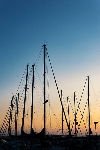 Ships, Twilight, Dark, Dusk, Mast, Port, Masts HD phone wallpaper