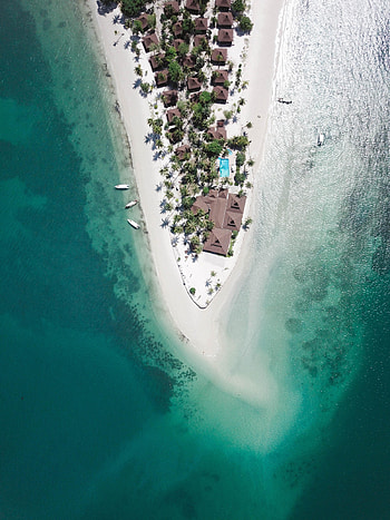Nature, Boats, View From Above, Ocean, Island, Bungalow HD phone wallpaper