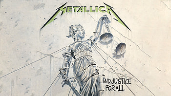 Metallica album cover art, And Justice for All theme, Heavy metal icons, Powerful lyrics HD wallpaper