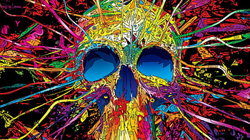Colorful Skull, Skull, Colorful, Splatter, Art HD wallpaper