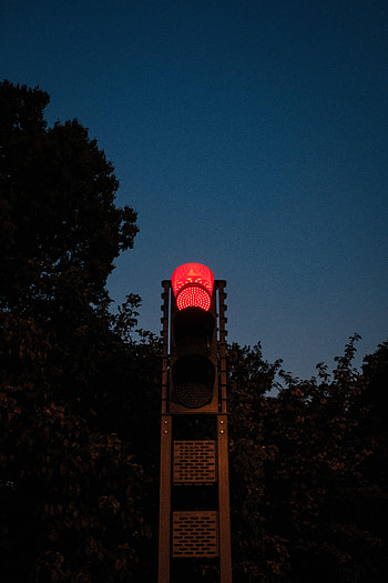 Dark, Evening, Pillar, Post, Traffic Light HD phone wallpaper