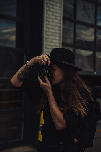 Miscellanea, Miscellaneous, Girl, Tattoo, grapher, Camera, Hat HD phone wallpaper