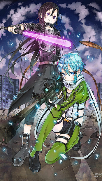Sword Art Online, SAO, Anime, Sinon, Kirito HD phone wallpaper