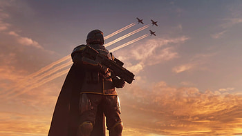 Helldivers 2 Game Soldier Sunset, video game, Helldivers 2 HD wallpaper