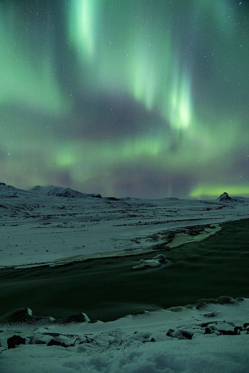 Winter, Nature, Rivers, Ice, Snow, Northern Lights, Aurora Borealis, Aurora HD phone wallpaper