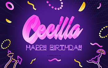 Happy Birtay Cecilia, , Purple Party Background, Cecilia, creative art, Happy Cecilia birtay, Cecilia name, Cecilia Birtay, Birtay Party Background HD wallpaper