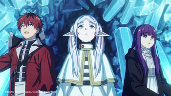 Stark, Frieren & Fern — Crystal Cavern, Anime, Frieren: Beyond Journey's End, Stark (Frieren: Beyond Journey's End), Frieren (Frieren: Beyond Journey's End), Fern (Frieren: Beyond Journey's End) HD wallpaper
