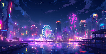 Neon Night City Landscape Cyberpunk, neon, Sci Fi, cyberpunk HD wallpaper