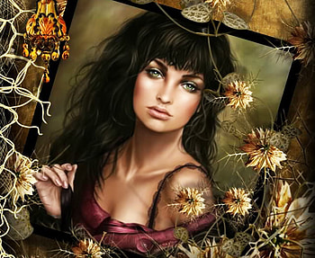 Portrait, paint, flowers, woman HD wallpaper