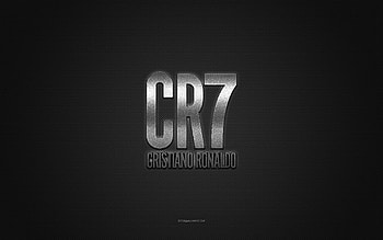 CR7 logo, silver shiny logo, CR7 metal emblem, gray carbon fiber texture, CR7, Cristiano Ronaldo, brands, creative art, CR7 emblem, Cristiano Ronaldo logo HD wallpaper