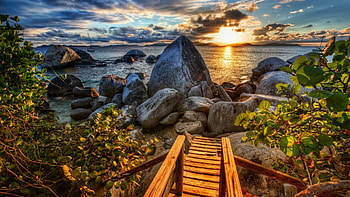 Landscape, Sunset, Sea HD wallpaper