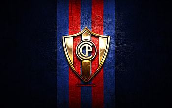 Cerro Porteno FC, golden logo, Paraguayan Primera Division, blue metal background, football, Venezuelan football club, Club Cerro Porteno logo, soccer, Venezuelan Primera Division, Club Cerro Porteno HD wallpaper