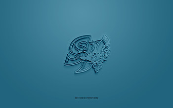 San Jose Barracuda, creative 3D logo, blue background, AHL, 3d emblem, American Hockey Team, American Hockey League, San Jose, USA, 3d art, hockey, San Jose Barracuda 3d logo HD wallpaper