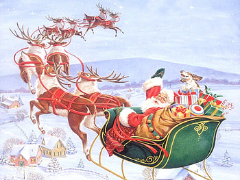 And to all a Good Night, winter, santa clause, flying, houses, sleigh, reindeer, presents, snow, christmas HD wallpaper