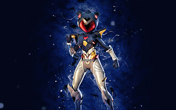 Midnight Mecha Cuddle Master, , blue neon lights, Fortnite Battle Royale, Fortnite characters, Midnight Mecha Cuddle Master Skin, Fortnite, Midnight Mecha Cuddle Master Fortnite HD wallpaper