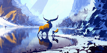 Deer Trap, deer, artist, artwork, digital-art, artstation HD wallpaper