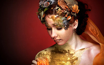 Artistic woman, model, wreaths, face, woman, artistic HD wallpaper