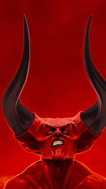 Devil, Red Background, angry HD phone wallpaper