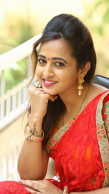 Lasya Manjunath, saree lover, anchor HD phone wallpaper